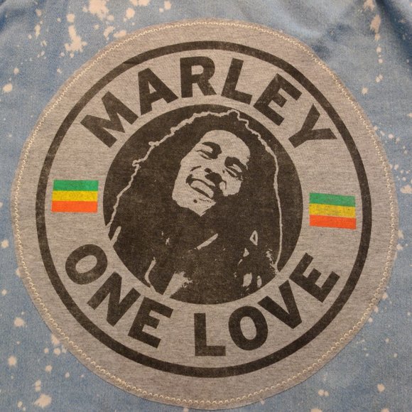 Bob Marley One-of-a-Kind Pac-Sun Bleach Splattered Custom MadAndie Denim Shirt - Picture 3 of 7